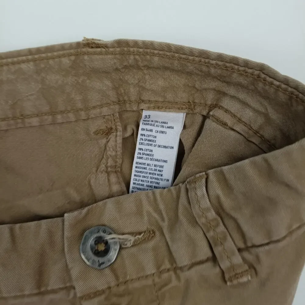 American Eagle Outfitters Men's Khaki Tan Flat Front Shorts Size 33